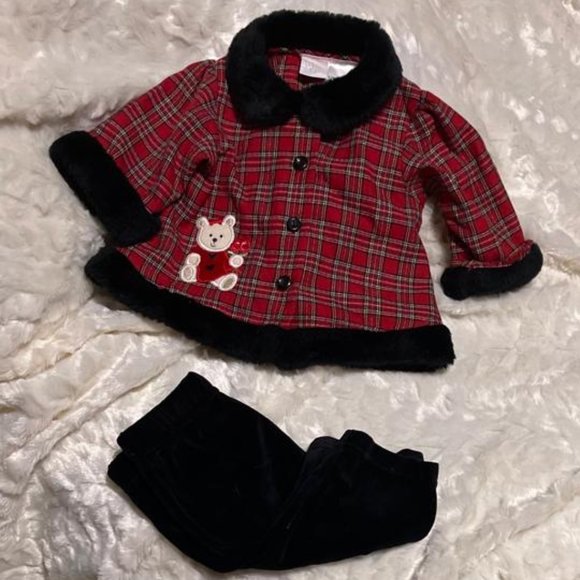 Bright Futures Red Plaid Christmas 3 months set - Picture 4 of 12
